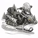 snowmobile design combining elements like trees background looking tattoo design idea