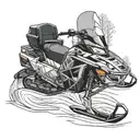 snowmobile design combining elements like trees background looking tattoo design idea