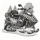 snowmobile design combining elements like trees background looking tattoo design idea