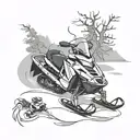 snowmobile design combining elements tattoo design idea