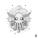 octopus underneath a bear and butterfly on top  tattoo design idea