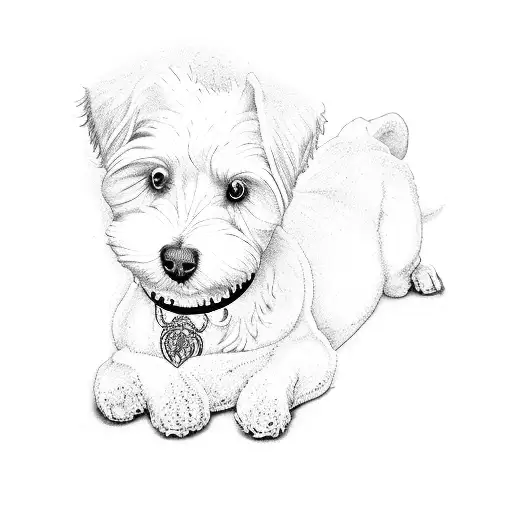 a white dog sitting  tattoo design idea
