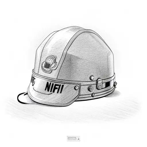 camp fire with firemens helmet  tattoo design idea