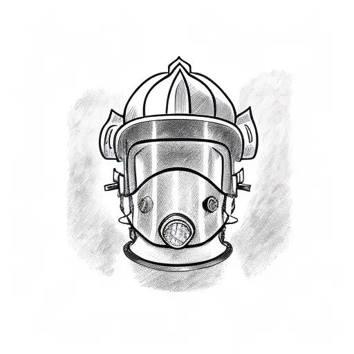 firefighter helmet with campfire  tattoo design idea