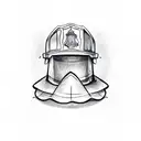 camp fire with firemens helmet  tattoo design idea