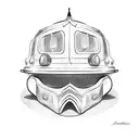 camp fire with firemens helmet  tattoo design idea