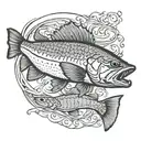 walleye white tail Minnesota state outline tattoo design idea