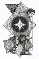 Iranian boy surviving life circle arrows crosses horizontally a scar mix tattoo design idea