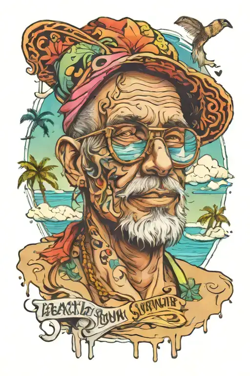 beach bum survivor tattoo design idea