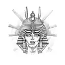 An abstract representation of a spiritual concept inspired by ancient Aztec or Egyptian art tattoo design idea