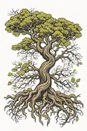 tree with intricate roots tattoo design idea