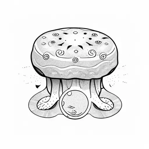 Moon sun alien mushroom  tattoo design idea