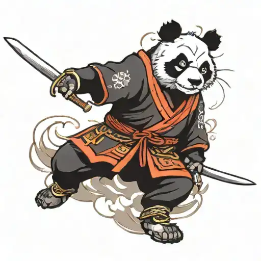 panda samurai warrior tattoo design idea