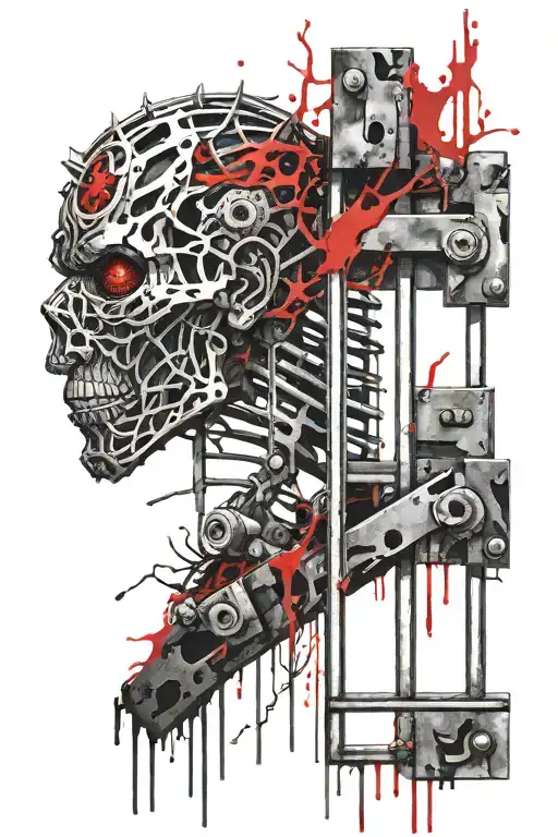 monster behind bars garabbing the lock thats unlocked  tattoo design idea