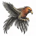 Phoenix bird attacking with open wings tattoo design idea