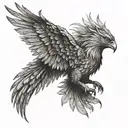 Phoenix bird attacking with open wings tattoo design idea