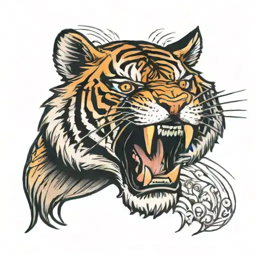angry tiger face tattoo design idea