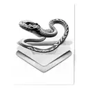 snake gets cut in half by a card tattoo design idea