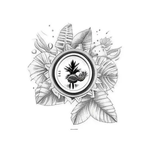 rasta man with his baby and tropical flowers in background tattoo design idea