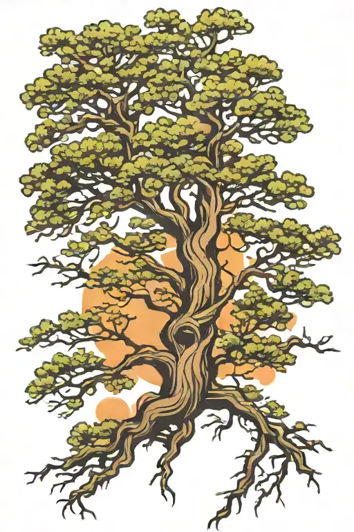 live oak tree tattoo design idea