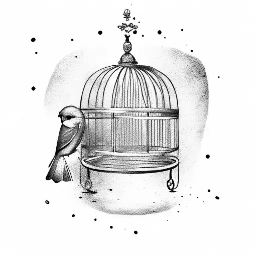 bird in a cage tattoo design idea