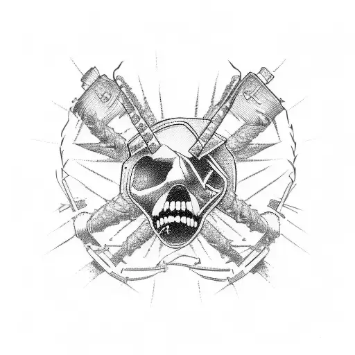 Post Malone barbed wire chainsaw tattoo design idea