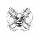 Post Malone barbed wire chainsaw tattoo design idea