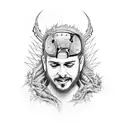 Post Malone barbed wire chainsaw tattoo design idea