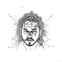 Post Malone barbed wire chainsaw tattoo design idea