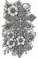 cross with flowers saying everything happens for a reason   tattoo design idea