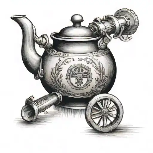 Teapot and arsenal FC's cannon tattoo design idea