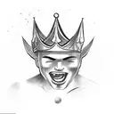 A basketball player dunking with a crown on their head tattoo design idea