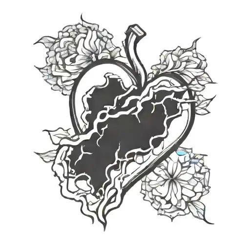broken heart tattoo design idea