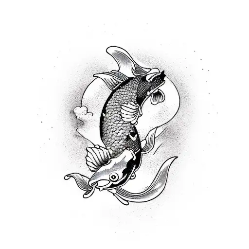 orange slice with koi tattoo design idea