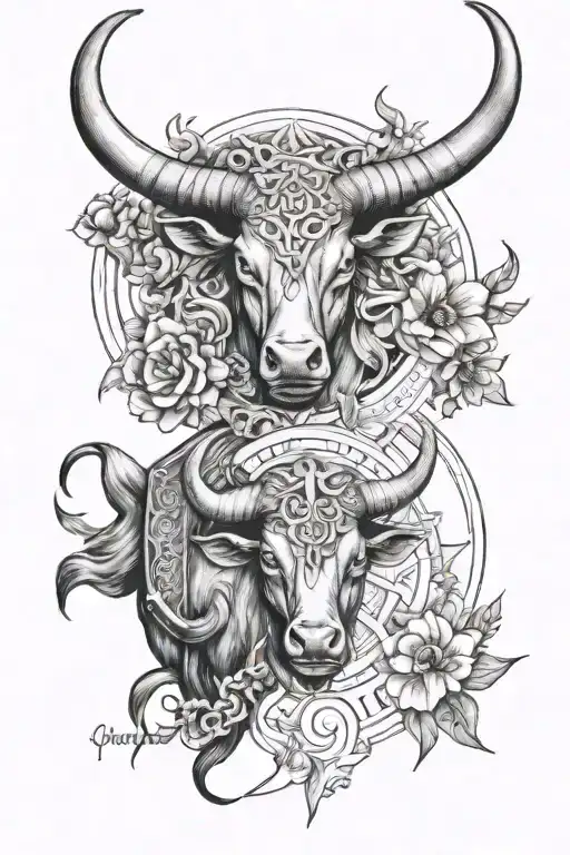 Zodiac sign taurus and virgo symbol tattoo design idea
