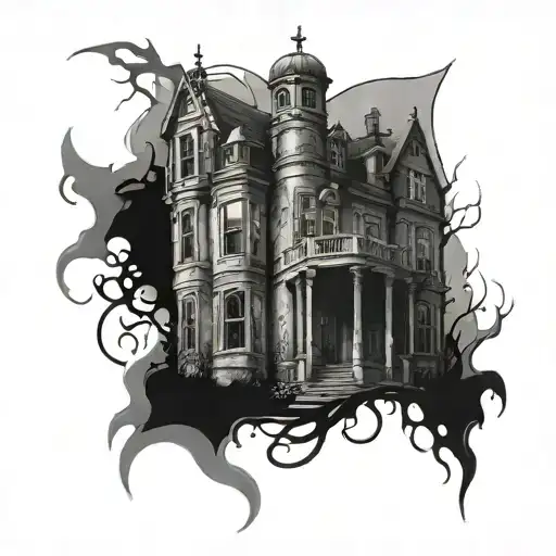 Hospital with ghostly souls leaving tattoo design idea