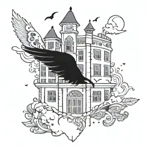 Hospital with souls soaring out of it  tattoo design idea