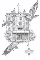 Hospital with souls leaving tattoo design idea