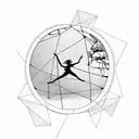 A silhouette of a person dancing on a globe, symbolizing the joy of travel and dance tattoo design idea