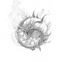 burning sceleton tattoo design idea