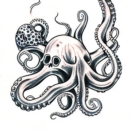 Octopus skull ocean tattoo design idea