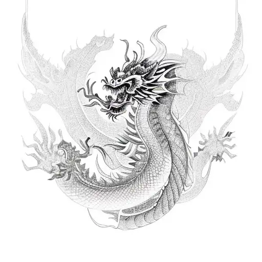 A fusion of Chinese Dragon and Hawaiian tribal motifs, creating a unique and intricate design tattoo design idea