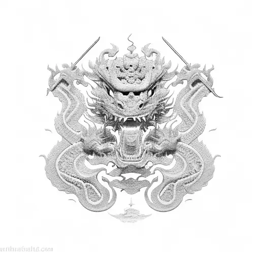 A Maui Hook with a hidden Chinese Dragon design within its intricate patterns, symbolizing strength and protection tattoo design idea