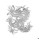 A Maui Hook with a hidden Chinese Dragon design within its intricate patterns, symbolizing strength and protection tattoo design idea