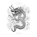 A Maui Hook with a hidden Chinese Dragon design within its intricate patterns, symbolizing strength and protection tattoo design idea