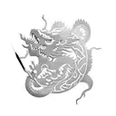 A Maui Hook with a hidden Chinese Dragon design within its intricate patterns, symbolizing strength and protection tattoo design idea