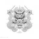 A Maui Hook with a hidden Chinese Dragon design within its intricate patterns, symbolizing strength and protection tattoo design idea