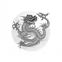 A Maui Hook with a hidden Chinese Dragon design within its intricate patterns, symbolizing strength and protection tattoo design idea