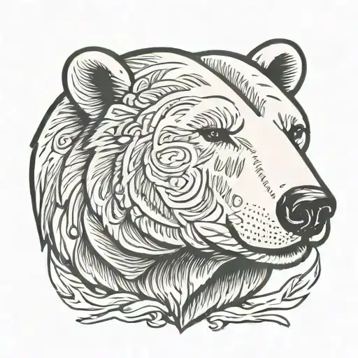 Polar bear head tattoo design idea