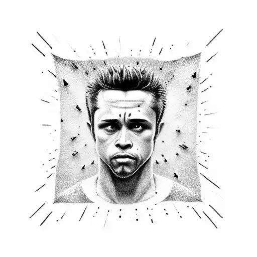 A dotwork tattoo of Tyler Durden's famous quote 'The first rule of Fight Club is: you do not talk about Fight Club' tattoo design idea